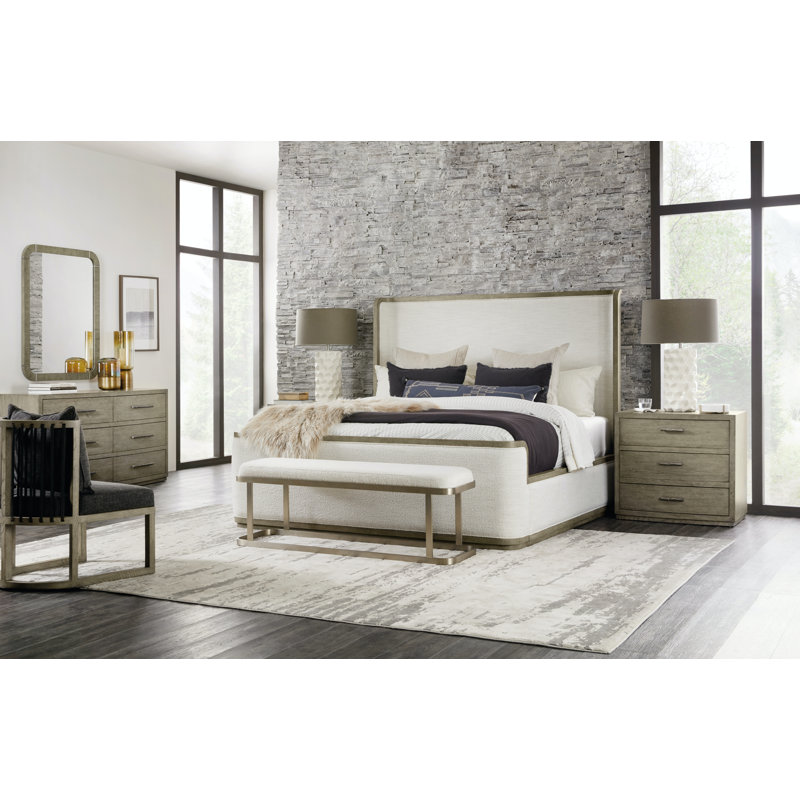 Gray Oak Transitional 3-Drawer Nightstand