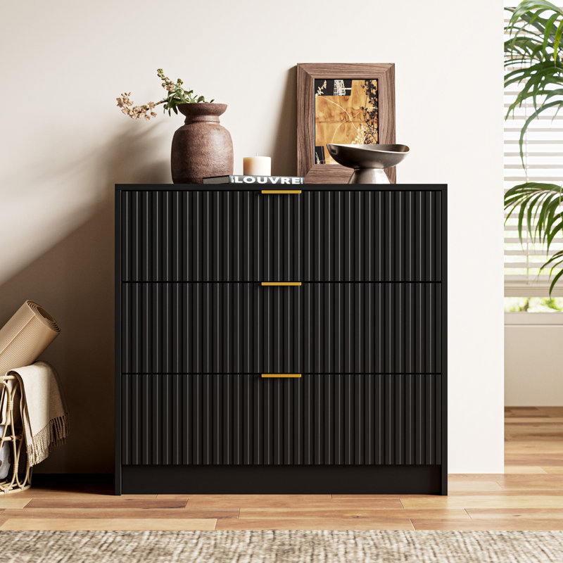 3 - Drawer Dresser, 31.5" W, Black
