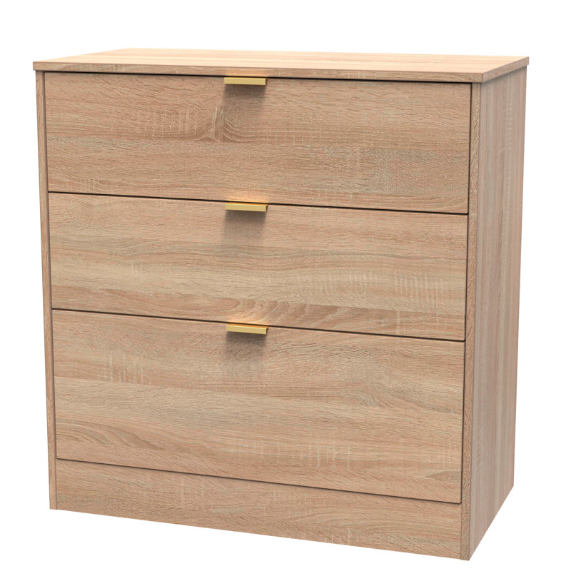 Chalene 77 cm W Chest of 3 Drawers, Brown