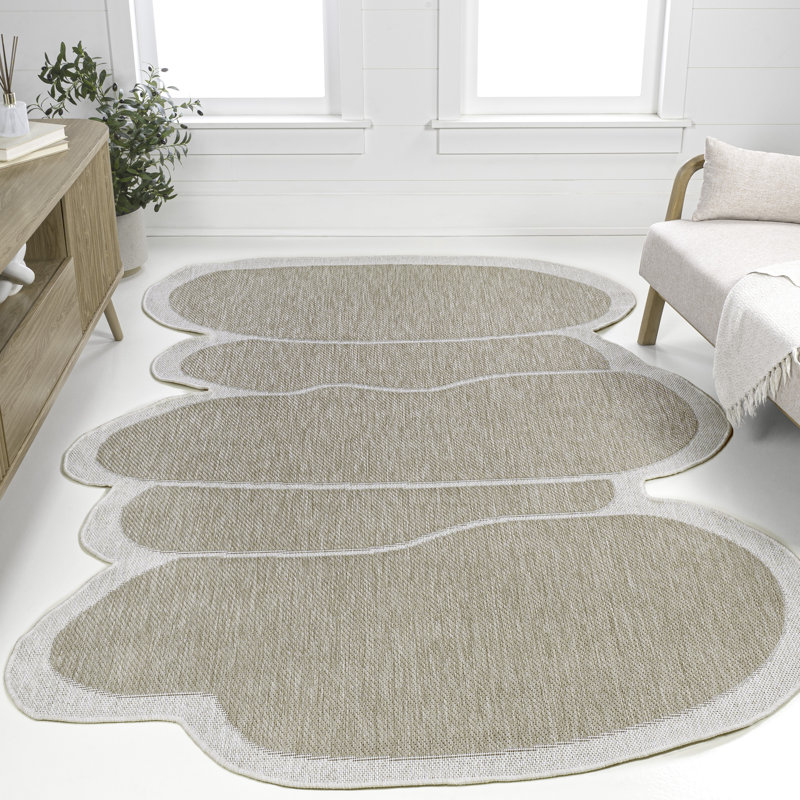 Tapis d'intérieur / extérieur beige / crème Monte Modern, Nouveauté 8 pi 8 po x 12 pi