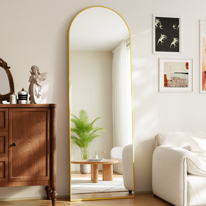Aluminium Arch Mirror, 147.3cm H x 45.7cm W, Gold