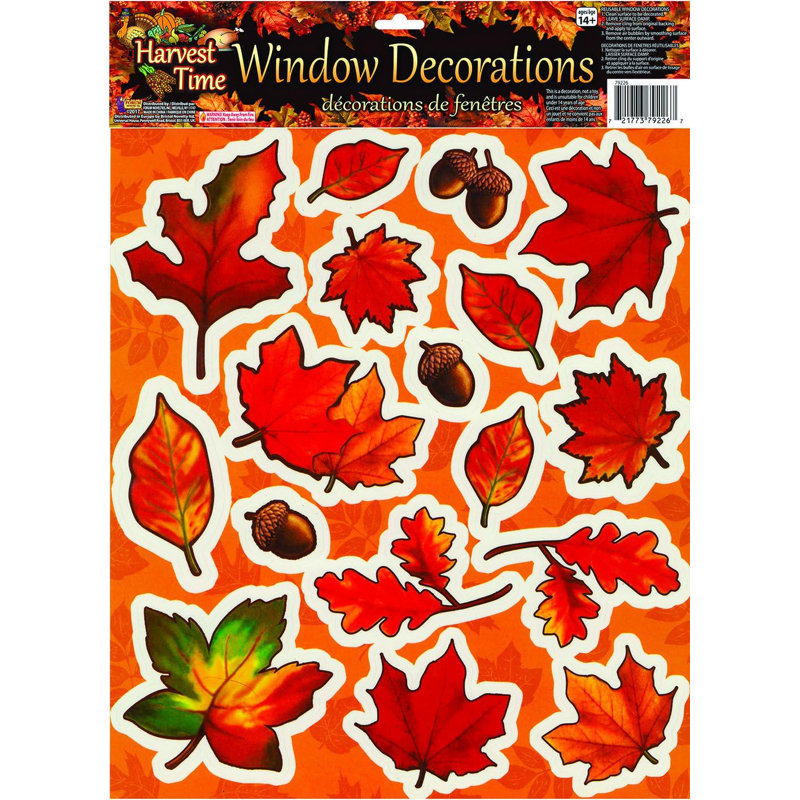 PMU Thanksgiving Harvest Time Leaf Window Decorations Thanksgiving Party Accessory (1/Pkg) Pkg/1