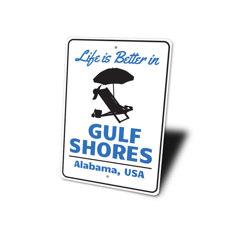 Panneau en aluminium Gulf Shores Alabama, H 18 po x l 12 po x P 0,06 po