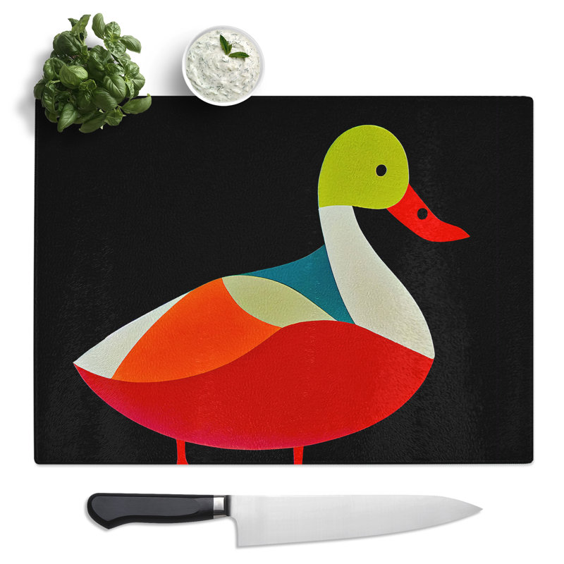 Luminous Abstract Duck  Glass Chopping Board