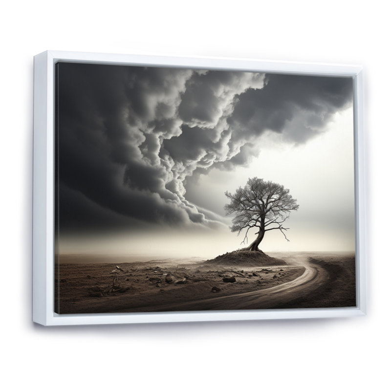 Storm Tornado Impression - Landscapes Wall Art Prints, Cadre flottant blanc, H 30 po x l 40 po x P 1,5 po