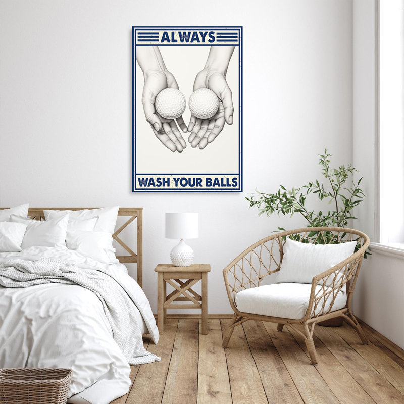 «Golf Always Wash Your Balls», reproduction d'art graphique sur toile tendue, H 36 po x l 24 po x P 1,25 po