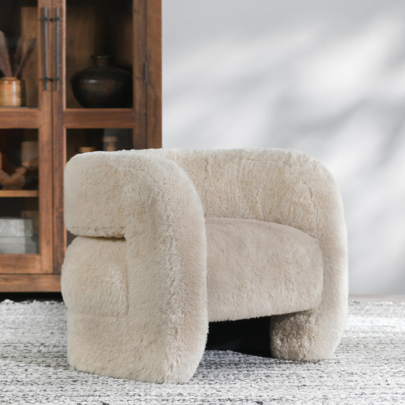 Fauteuil d'appoint peluche Teddy, Polyester beige