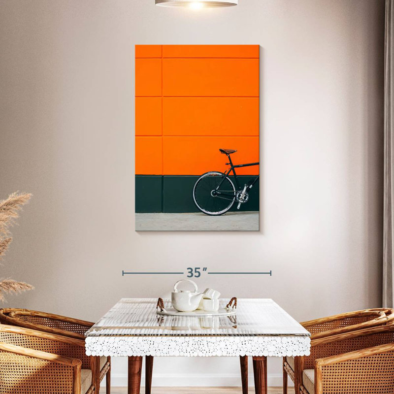 Mehar Bicycle On Orange, 30" H x 20" W