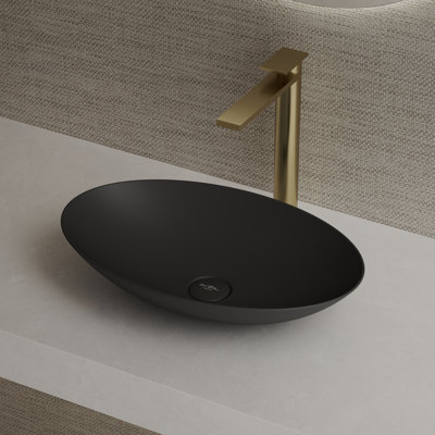 Lavabo vasque ovale à surface solide 19 po x 12 po MonBlari - noir mat