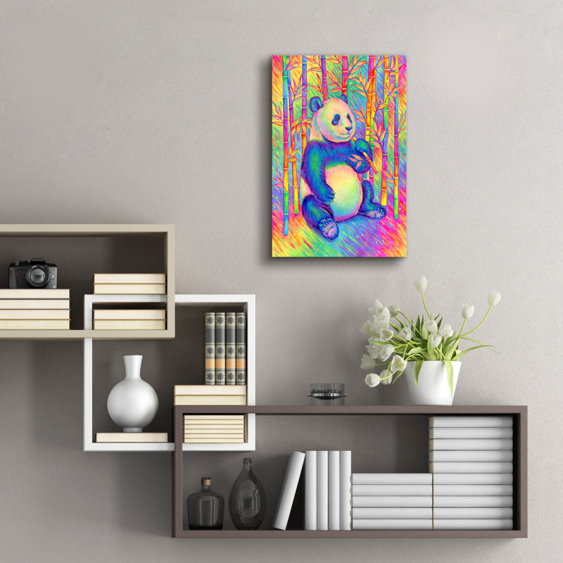 «Panda psychédélique» par Rebecca Wang Art, verre acrylique Wal Art, H 24 po x l 16 po x P 0,2 po