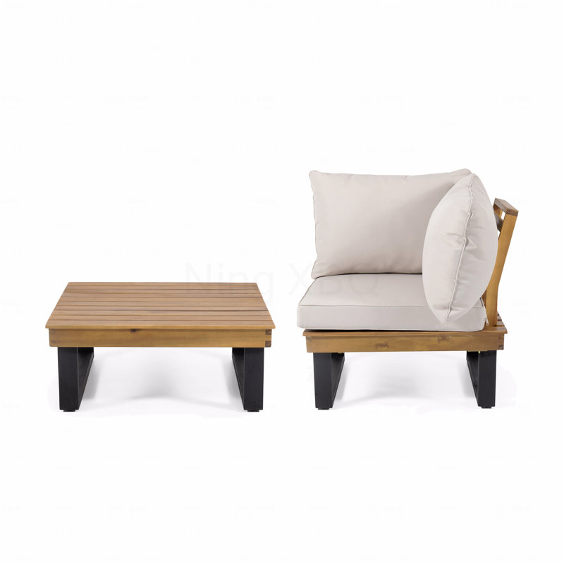Chaise d'angle + table basse, Brun