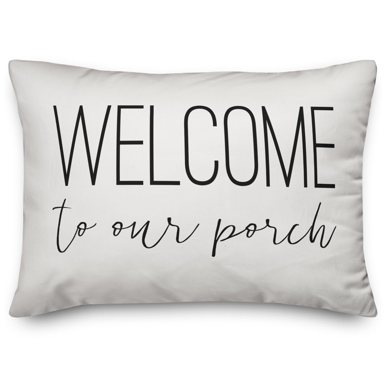 Coussin lombaire intérieur / extérieur Welcome to Our Porch, Blanc