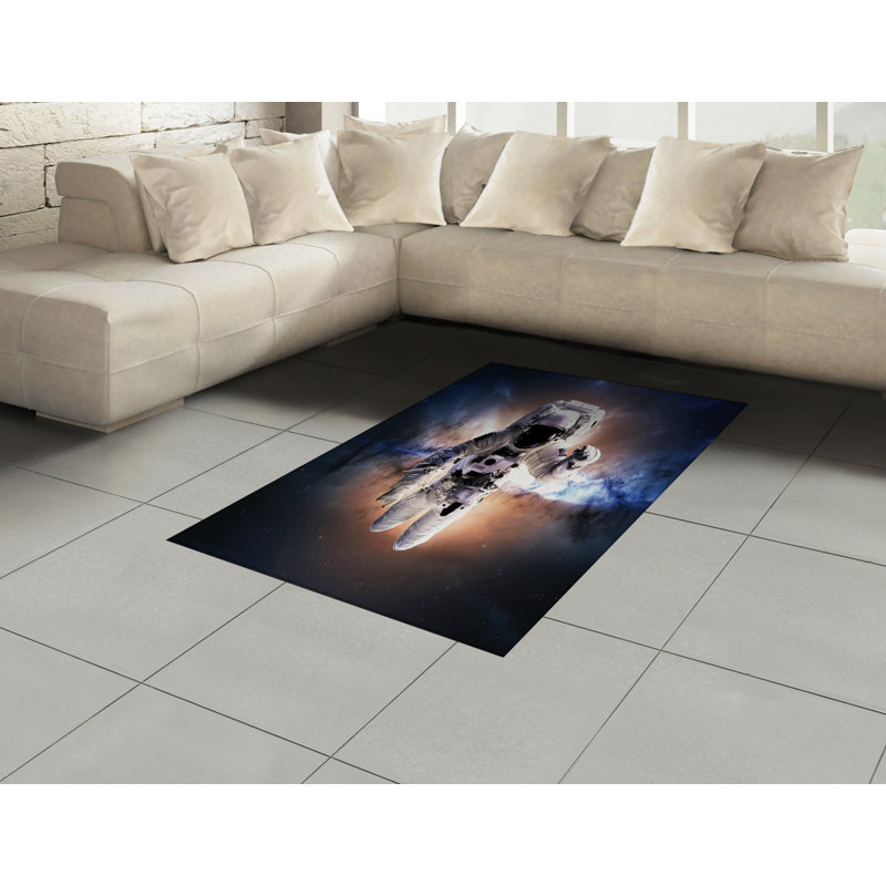 Tapis décoratif à longues fibres en polyester à haute densité Astronaut, Rectangle 2 pi 7 po x 5 pi