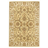 Hand Knotted Wool Oriental Area Rug in Gold And Ivory