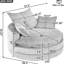 Fauteuil pivotant à 360° avec coussin double couche, 3 oreillers, rotation et construction fluides, 57,5 ​​pouces, base avec coussins de soutien gris.