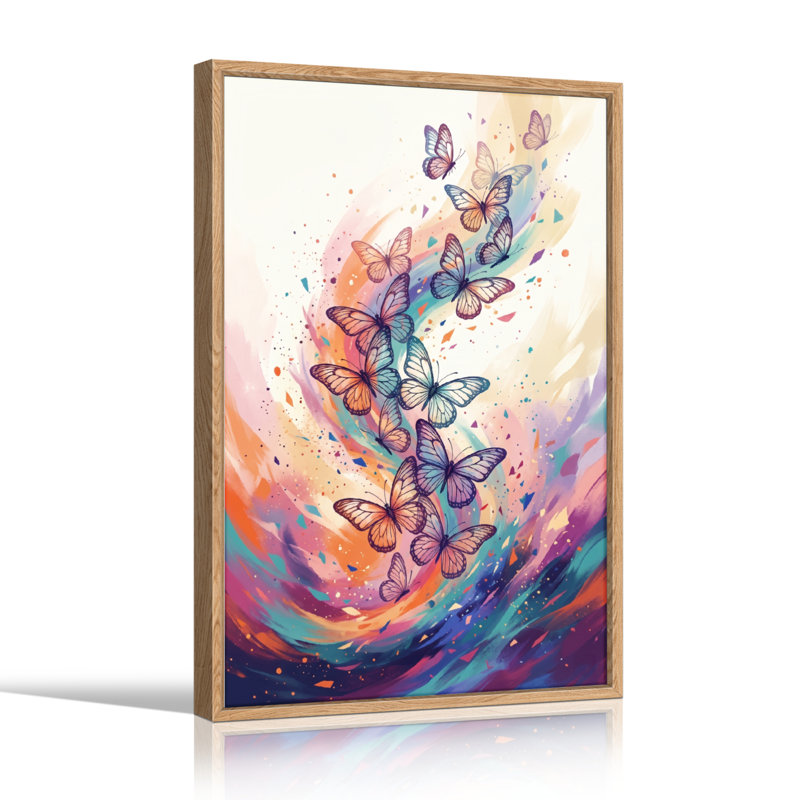 «Butterfly Swirl», reproduction d'art sur toile, ensemble de 1, Naturel, H 48 po x l 32 po