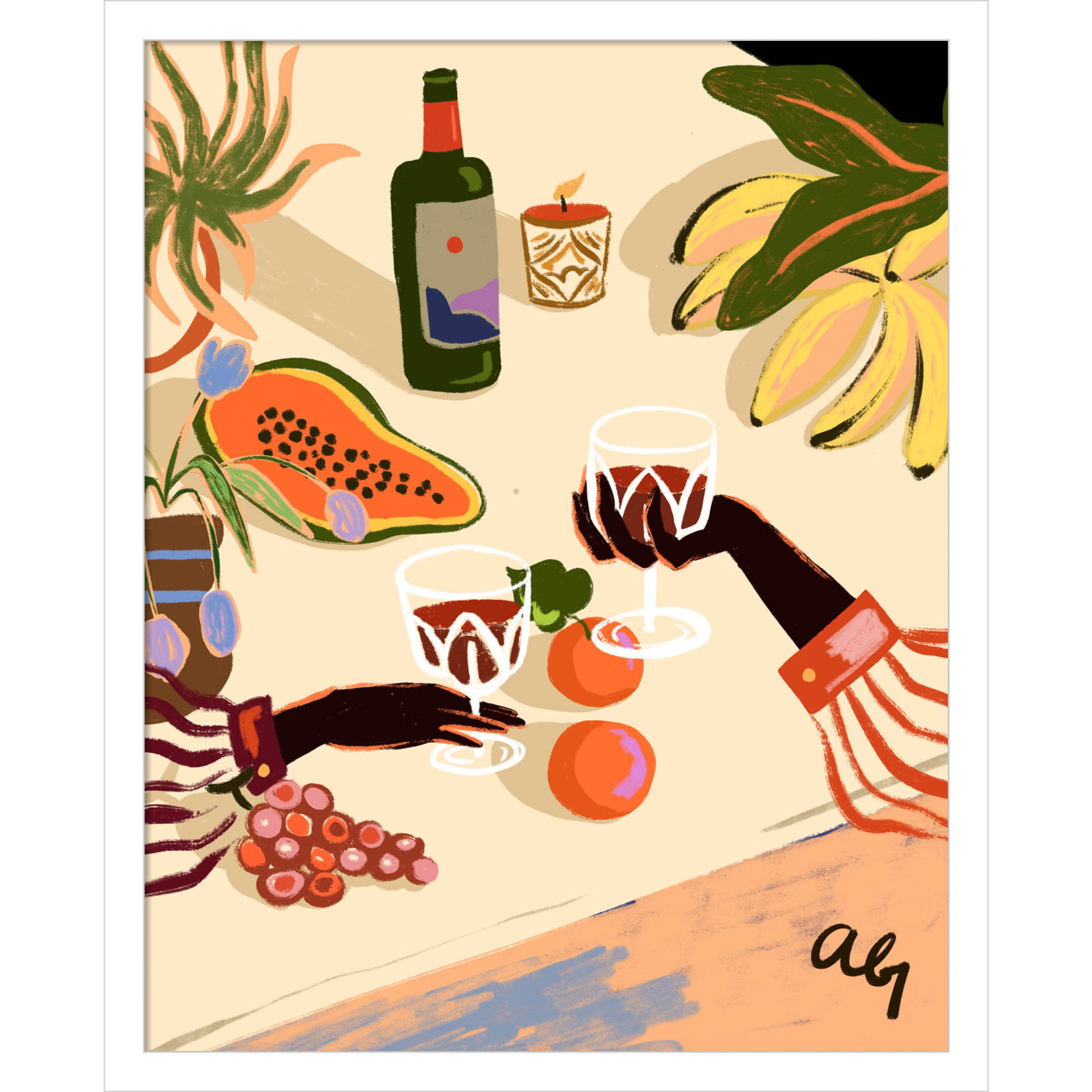Pritchard "Cheers to You (Wine)" Print, White, 21" H x 17" W