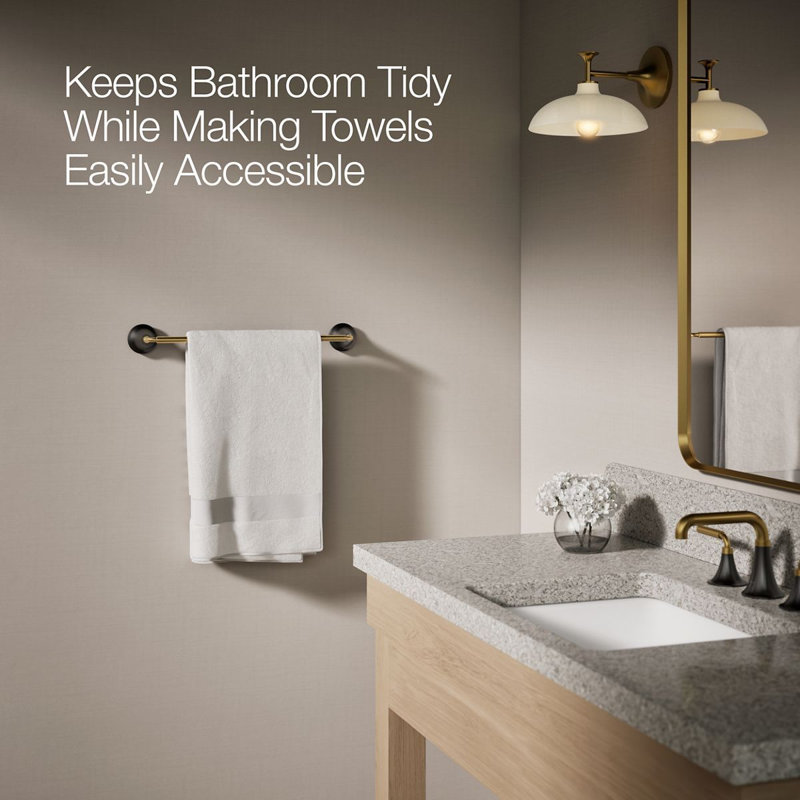 Tone Towel Bar, Matte Black w/Moderne Brass, 18"W