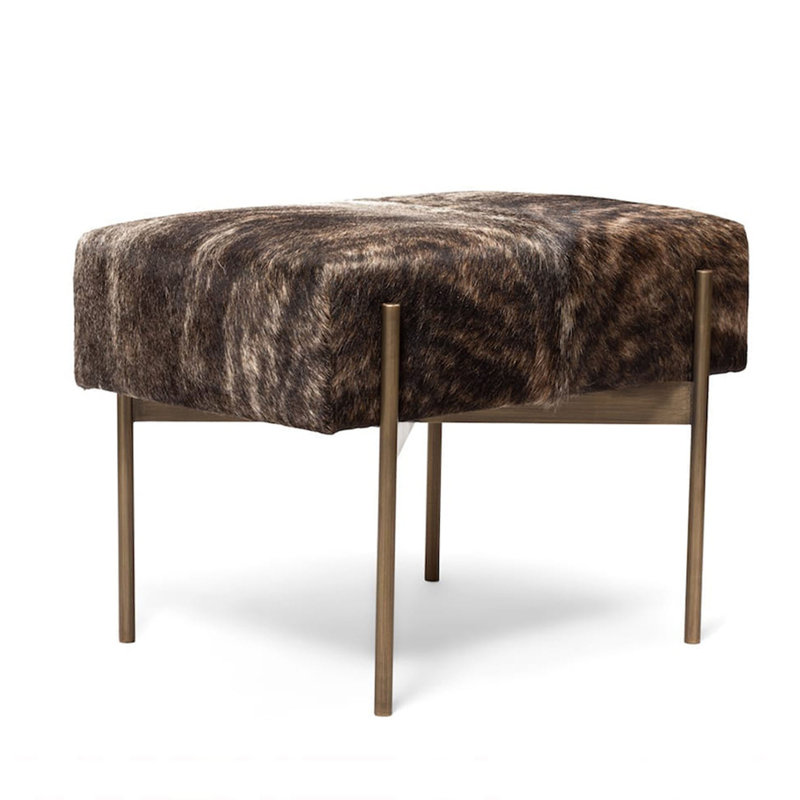 Bella Cowhide Bench, 18" H x 60" W x 18" D