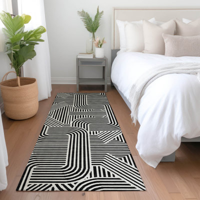 Premium Machine Washable Prisco Black Rug