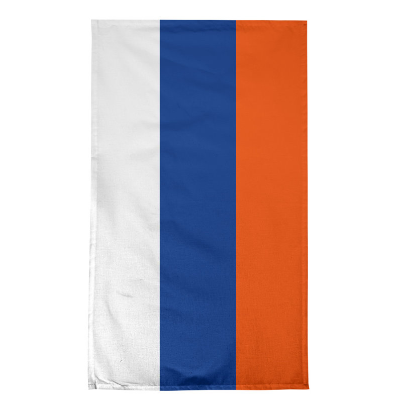 Serviette de thé hockey Anaheim, Blanc / bleu royal / orange, Polyester sergé