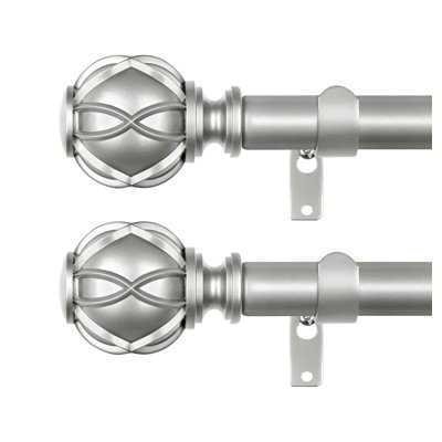 Curtain Poles 80 To 148 Cm, 2 Pack, 19Mm Diameter Extendable Curtain Rod With Netted Finials