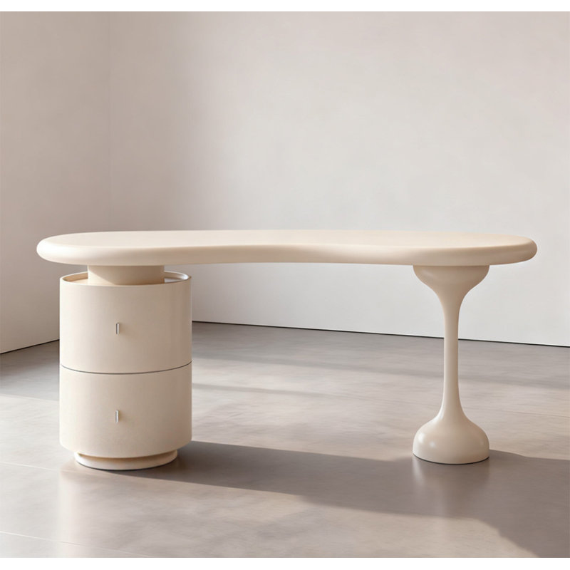 Bureau d'ordinateur en forme d'arc avec tiroirs Light Luxury, 29.53" H x 70.87" W x 27.56" D