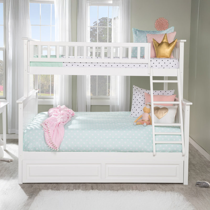 Flinn Kids Bunk Bed with Trundle, Twin over Full, White