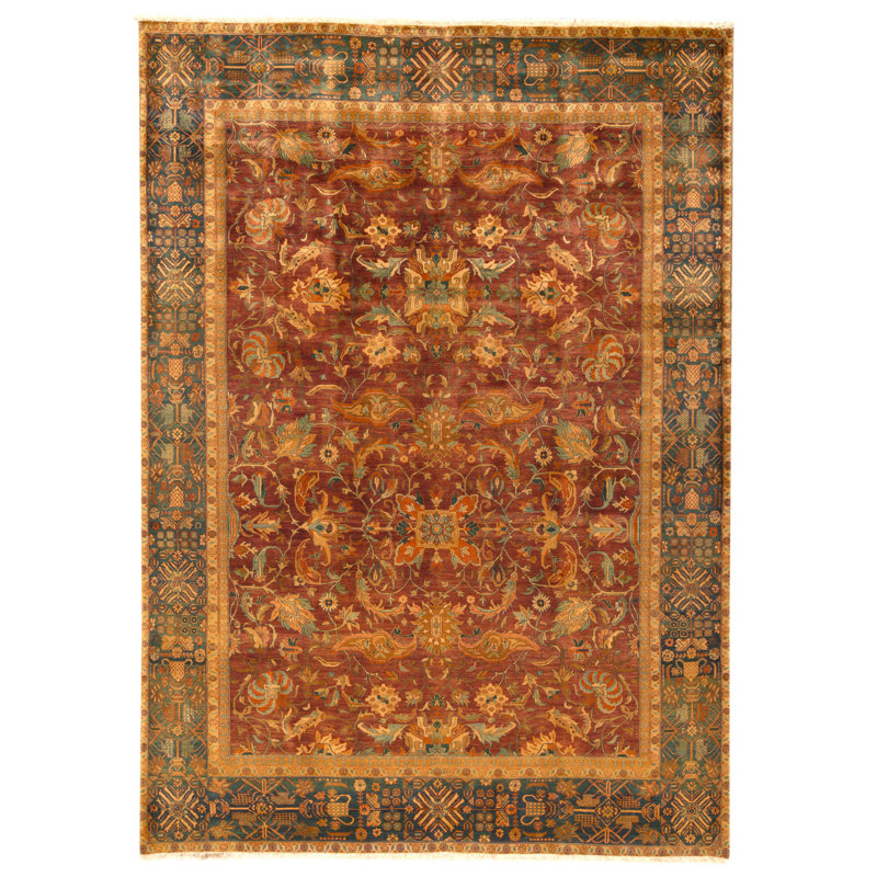 High-Quality Hand-Knotted Red And Blue Area Rug
