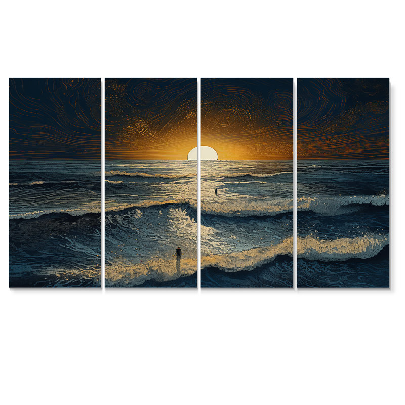 Rubenstein - ensemble d'art mural plage et océan 4 pièces, H 28 po x l 48 po
