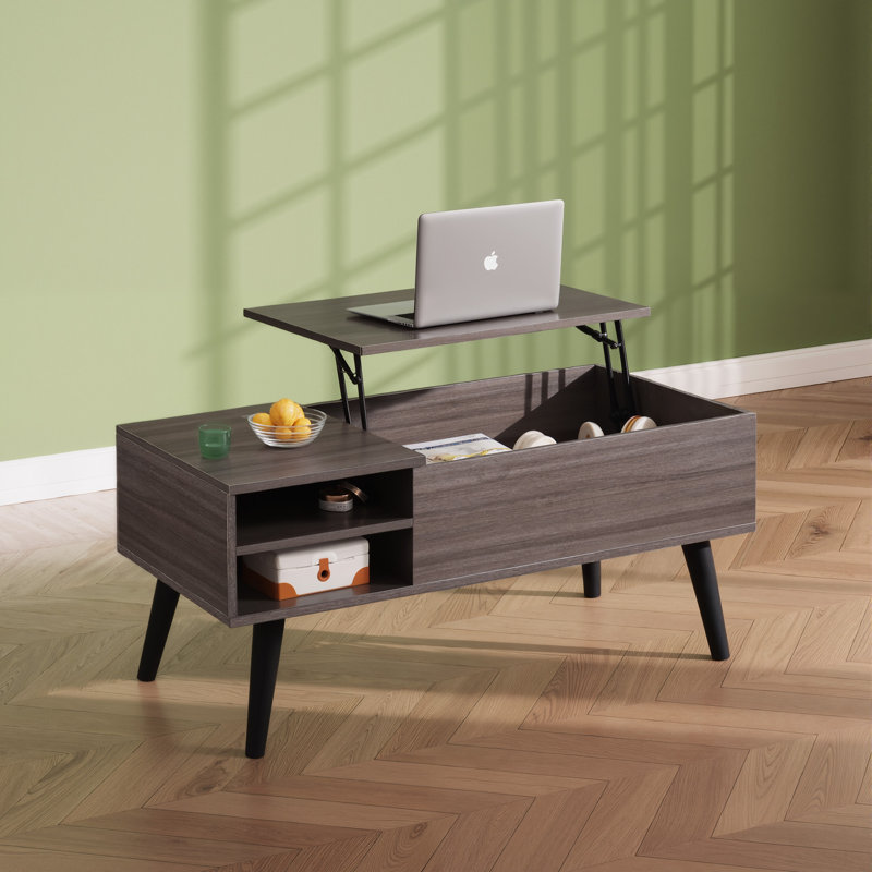 Eoghan Lift Top Coffee Table with Storage, Modern Coffee Tables with Adjustable Shelf, Square Wood Coffee Table for Living Room