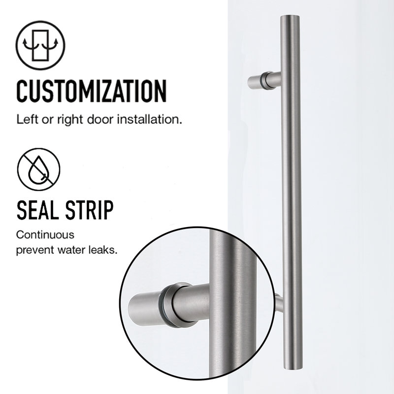 58"-60"W×60"H Single Sliding Frameless Shower Door With 5/16"Clear Tempered Glass, Stainless Steel