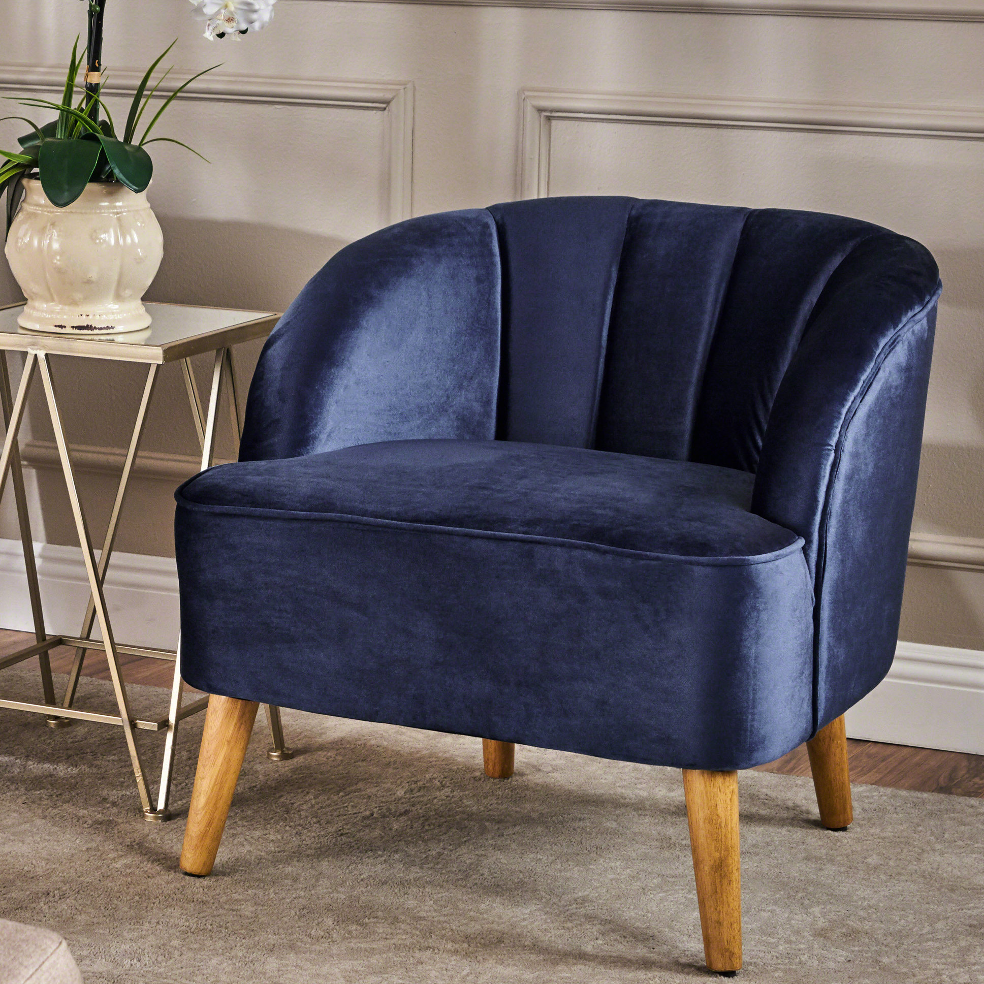 IntrospectiveIncline Elegant Mid-Century Modern Chair With Velvet ...