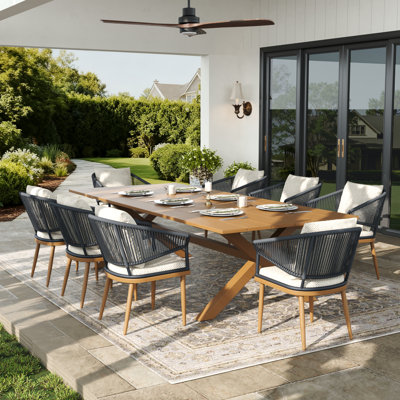 Rectangular Outdoor Dining Set With Cushions