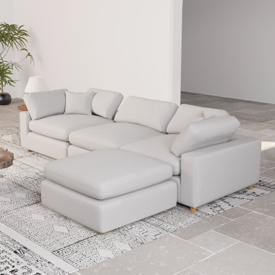 Shurman 4 - Piece Upholstered Linen Cloud Couch Sectional by Hokku Designs