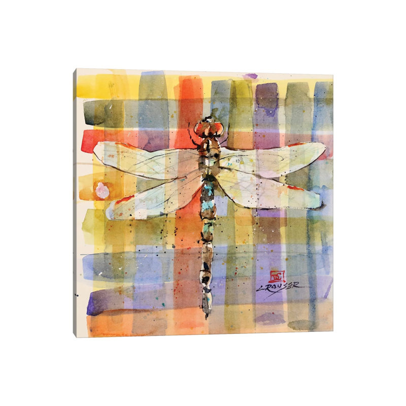 Plaid Dragonfly by Dean Crouser - Painting on Canvas, Wrapped Canvas, 66.04 cm H x 66.04 cm W x 1.91 cm D