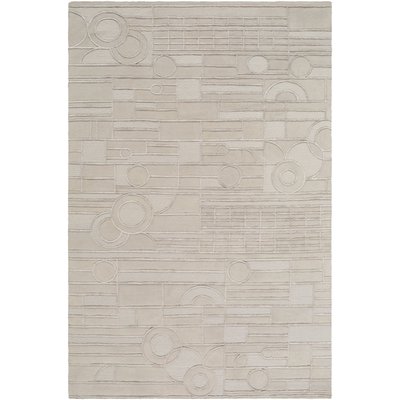 Transcendence Hand Knotted Wool Geometric Area Rug in Beige, Rectangle 8' x 10'