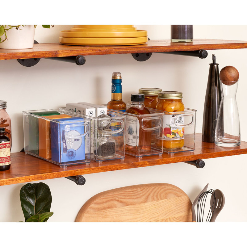 iDesign 4-Piece Recycled Plastic Small Stackable Kitchen Organizer Bin 10", Clear