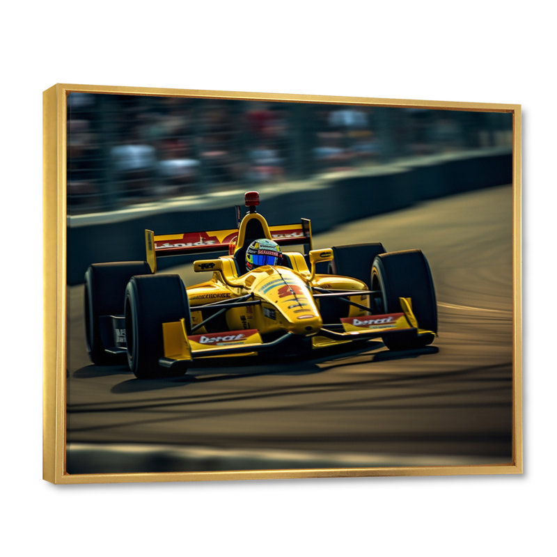 Speedway Formule voiture Rush I - impressions sur toile de sport, Cadre flottant doré, H 12 po x l 20 po x P 1 po