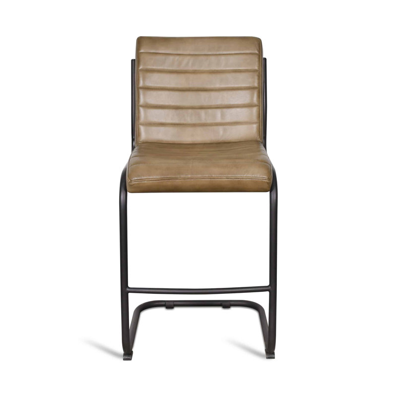 Almeeta Upholstered Counter Stool with Metal Frame, Tan