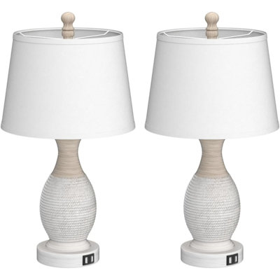 Edge Desk Lamp With White Fabric Lampshade