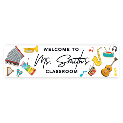 Custom Classroom Door Decor 13X48 Welcome Sign Music Teacher Name Sign Music Classroom Decor