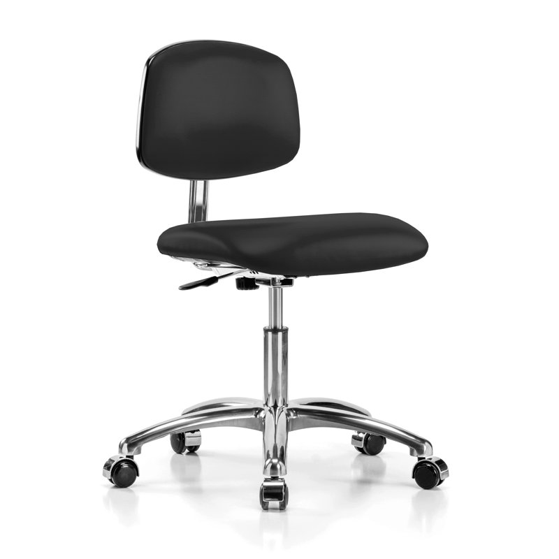 PERCH Cleanroom Chair, 16", Black Fabric