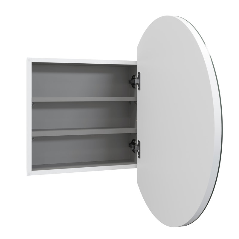 Recessed Frameless Single Door Medicine Cabinet with Adjustable Shelves, 24" H x 24" W x 4.75" D