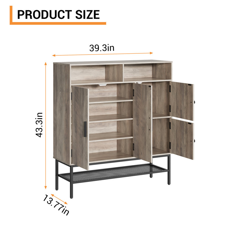 Rangement pour chaussures 4 portes Farmhouse, Gris