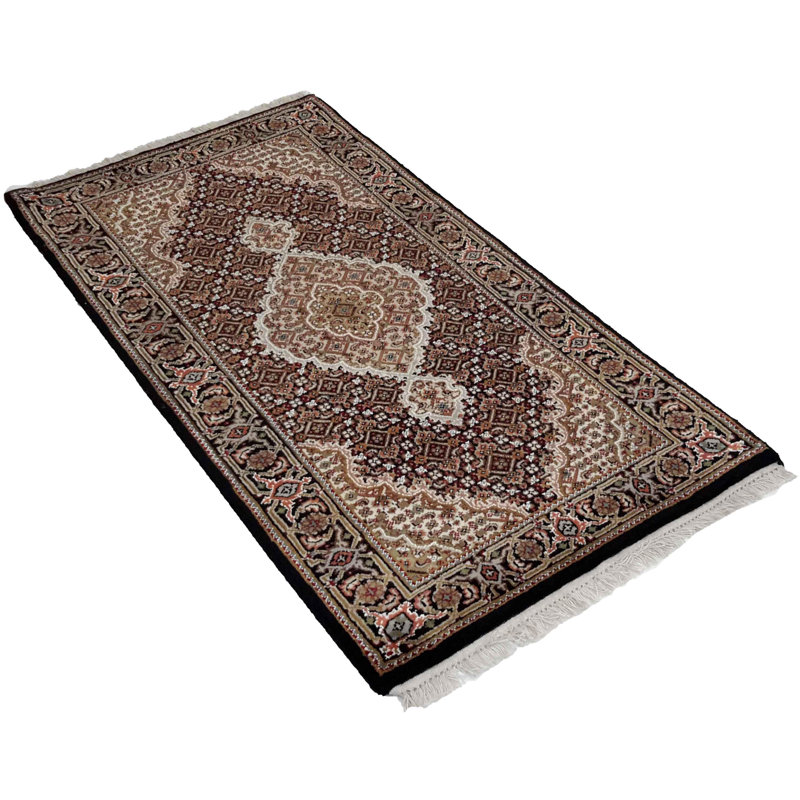 Tapis brun en coton / laine Olger Oriental Handmade Rectangle 3 pi x 5 pi