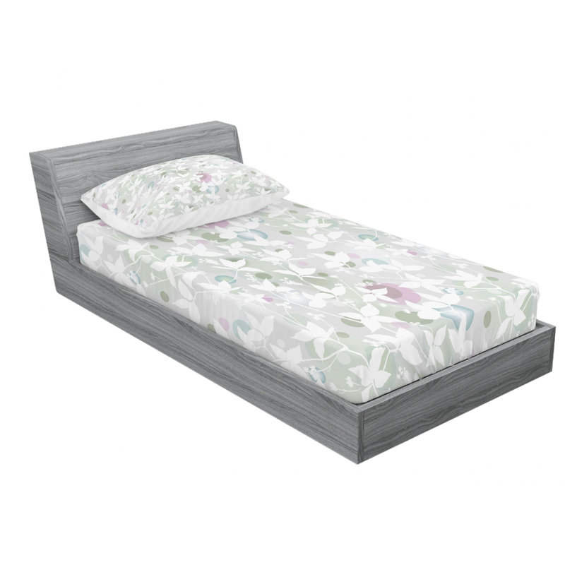 Microfiber Floral Sheet Set, Twin Sheet Set with Fitted Sheet
