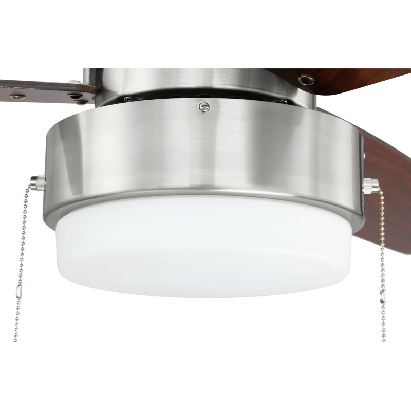 52'' Ceiling Fan with Light Kit, Brushed Polished/Silver/Walnut