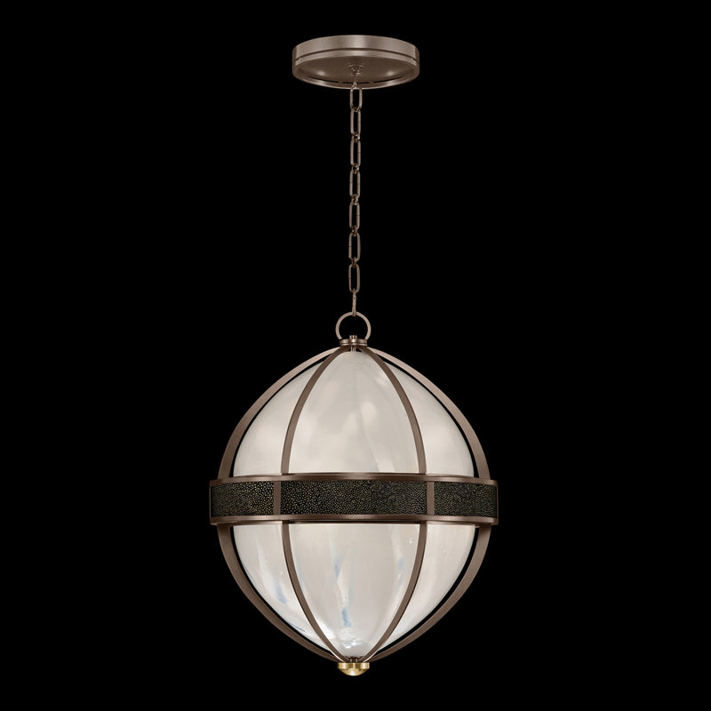 Luminaire suspendu rond l 18,75 po Mirage, Chevalier noir, Bronze standard / laiton