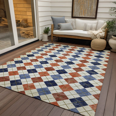 Machine Washable Indoor/Outdoor Kaczor ACN2237 Geometric Rug